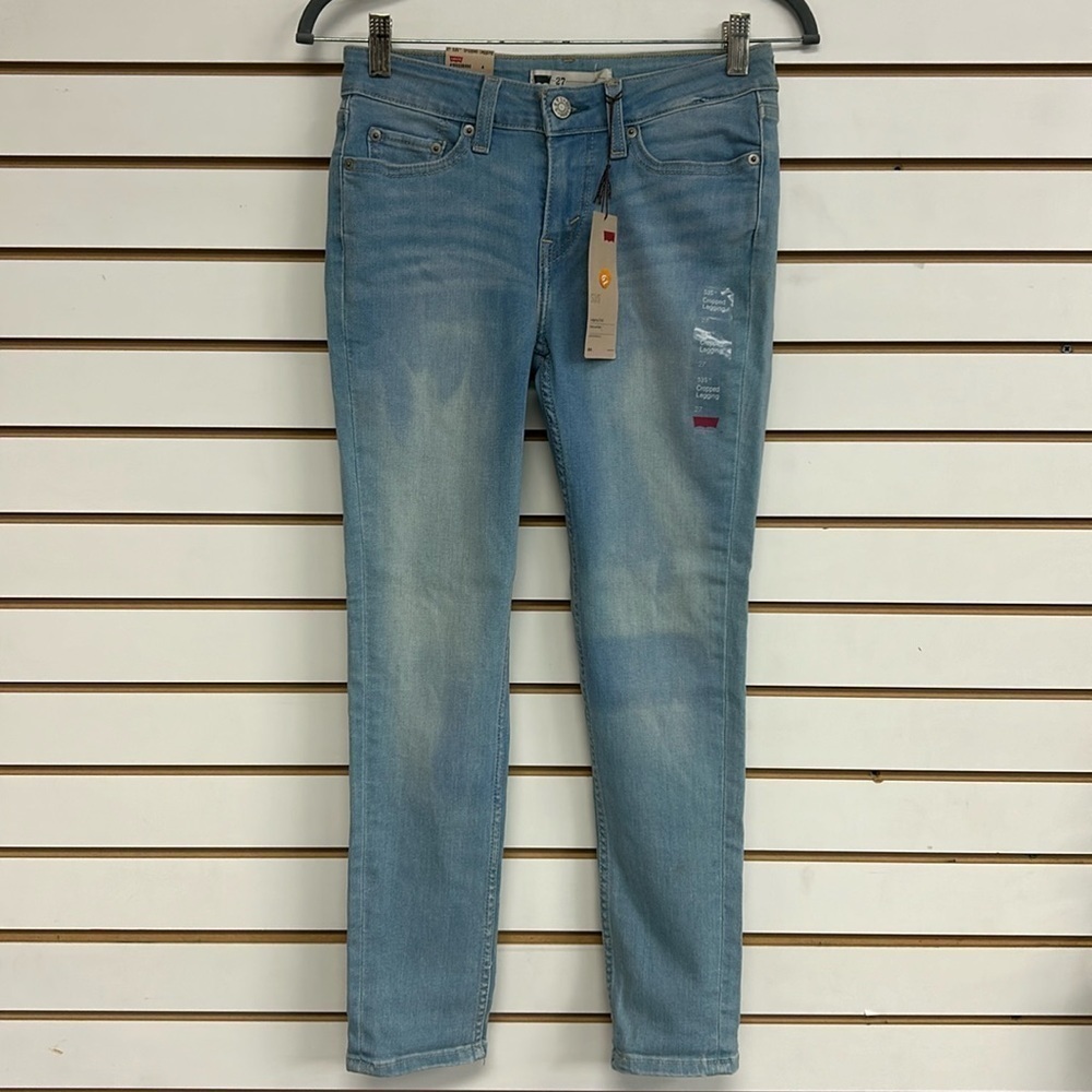 Levi's 535 Ultra Low Rise Legging Crop NWT Size 27 Light Wash Color Variation